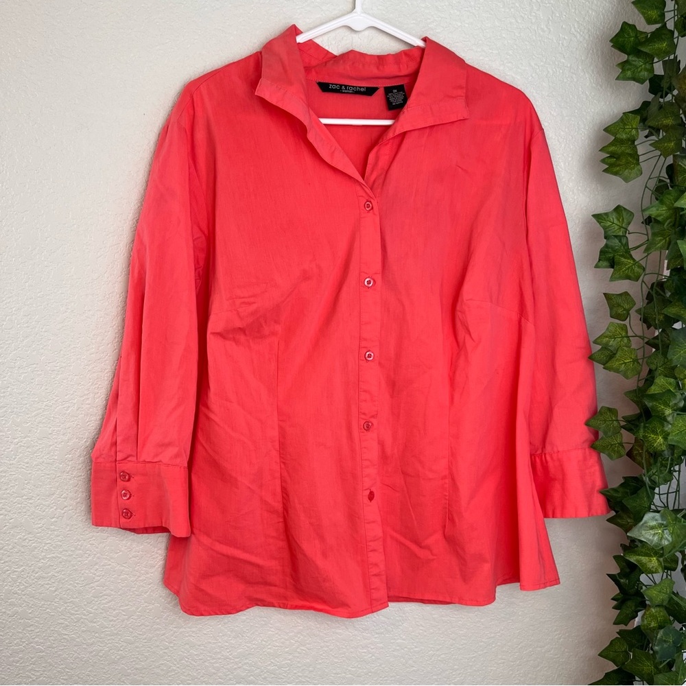 Salmon Pink Zac and Rachel Button Down Office Shirt Size 2X